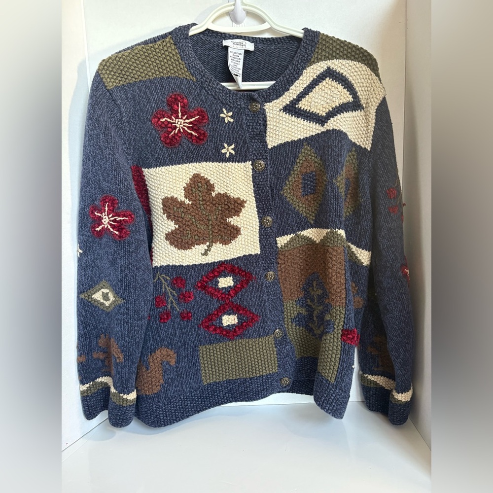 Vintage Northern Reflections Autumn Cardigan Sweater Cozy Cottagecore M - Picture 2 of 3